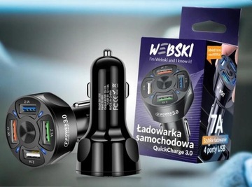 Адаптер для быстрого автомобильного зарядного устройства 4 в 1 4xUSB 25 Вт