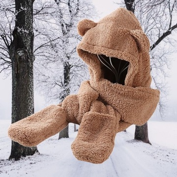 ТЕПЛАЯ ПЛЮШЕВАЯ ШАПКА И ШАРФ С МЕДВЕДЬМИ УШАМИ