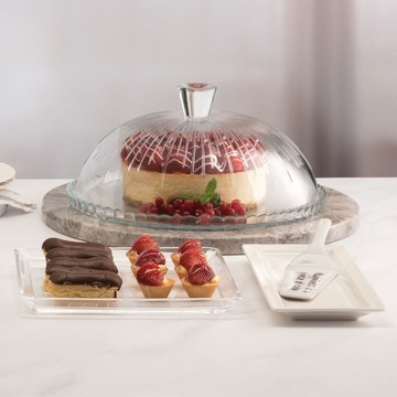 ПОЛОСКАЯ СТЕКЛЯННАЯ СВЕТИЛЬНИК ДЛЯ ТОРТА 32 СМ PASABAHCE!