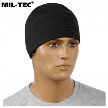 Czapka termoaktywna sportowa Mil-Tec Army Beanie Soft oddychająca czarna