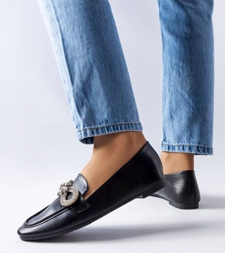 Черные лоферы с фианитами LCL-6 38