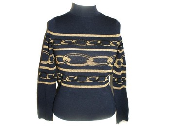 River Island sweter damski półgolf metalik retro vintage 36