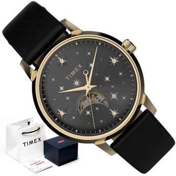 ZEGAREK DAMSKI Timex Open Heart Automatyczny Złoty z gwiazdami 5ATM STALOWY
