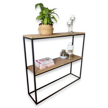 konsolka, toaletka INDUSTRIALNA LOFT CZARNA 90X25X90 DĄB CRAFT ZŁOTY