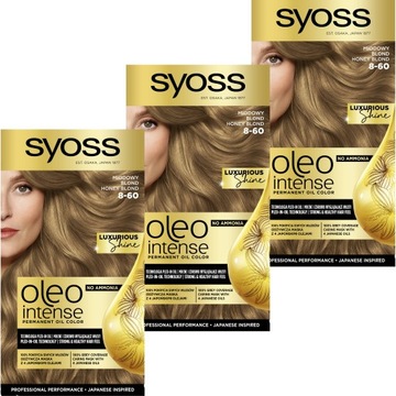 3X FARBA DO WŁOSÓW MIODOWY BLOND 8-60 SYOSS OLEO INTENSE BEZ AMONIAKU