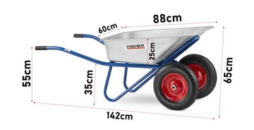 Садовая тачка HIGHER 130л, двухколесная, грузоподъемность 210кг.