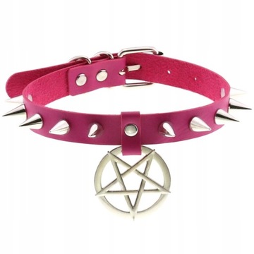 choker z kolcami pentagram kolce naszyjnik v5