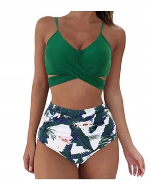 wysoki Stan STRÓJ KĄPIELOWY KOSTIUM BIKINI S-2XL