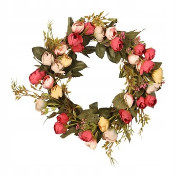 Sztuczny wieniec z róż Wieniec na drzwi z kwiatami