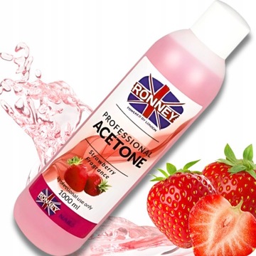 Aceton kosmetyczny do paznokci do usuwania hybrydy remover 1000ml TRUSKAWKA