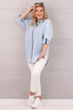 ЖЕНСКАЯ ДЖИНСОВАЯ РУБАШКА БОЛЬШОГО РАЗМЕРА, ЭЛЕГАНТНАЯ, ДЛИННАЯ, ОВЕРСАЙЗ, СТИЛЬНАЯ