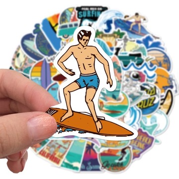 НАКЛЕЙКИ SURFING MIX ДЛЯ ЧЕМОДАНА НОУТБУКА 50 шт.