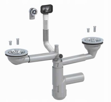 Syfon FLEXLOC zlewozmywakowy 2-kom ręczny 90 mm
