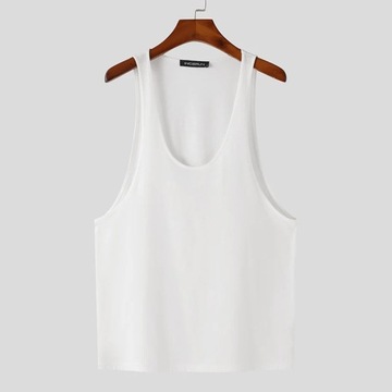 2023 Men Tank Tops Summer Solid Color O-neck Sleev