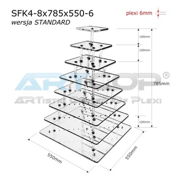 Многоярусная подставка для торта из оргстекла на 100 порций, свадебная.