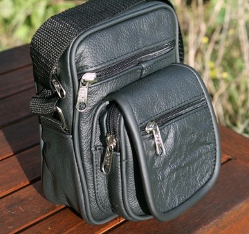 Мужская кожаная сумка через плечо, два отделения, маленькая польская сумочка