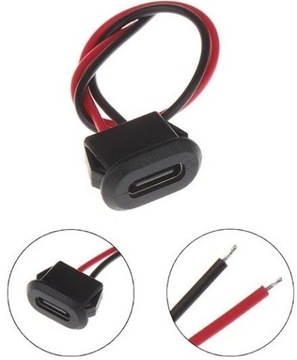 GNIAZDO USB-C USB TYP C ŻEŃSKIE PANELOWE TABLICOWE CZARNE 2pin