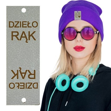 10X HANDMADE SKÓRZANE NASZYWKI METKI RĘKODZIEŁO