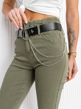 SPODNIE JEANSOWE Z PASKIEM KHAKI LA689 DENLEY_M