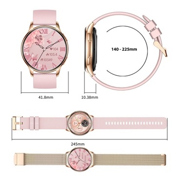 ЖЕНСКИЕ СМАРТ-ЧАСЫ AMOLED ЗВОНКИ СПОРТ ИЗМЕРЕНИЕ СЕРДЕЧНОГО РИТМА PL SMART WATCH GOLD