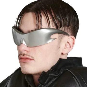 Sportowe punkowe okulary przeciwsłoneczne modny design techno model 1