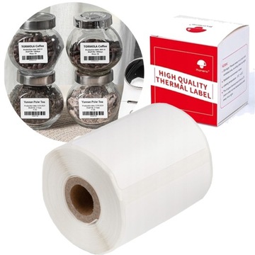 Etykiety termiczne białe foliowe 50x30mm 230sz do Phomemo naklejki z klejem