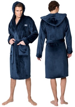 Теплый мягкий мужской халат WILLIAM XL темно-синий