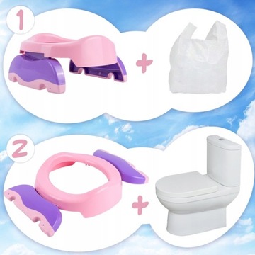 УНИВЕРСАЛЬНЫЙ ПОРТАТИВНЫЙ ТУРИСТИЧЕСКИЙ ГОРШОК, КРЫШКА НА УНИТАЗ 2 В 1 + ВСТАВКИ ДЛЯ УНИТАЗА