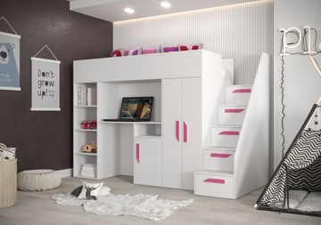 PARTY 14 двухъярусная кровать в мезонине с лестницей