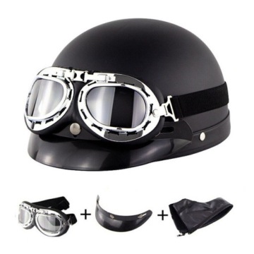 МОТОЦИКЛ ШЛЕМ ОРЕХ РЕТРО ЧОППЕР ОЧКИ СЪЕМНЫЙ ЧЕРНЫЙ