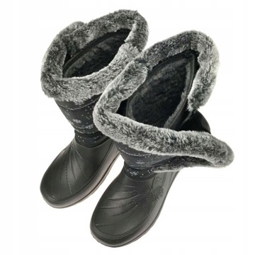 Kalosze damskie piankowe buty ocieplane zimowe Verta Czarne 38