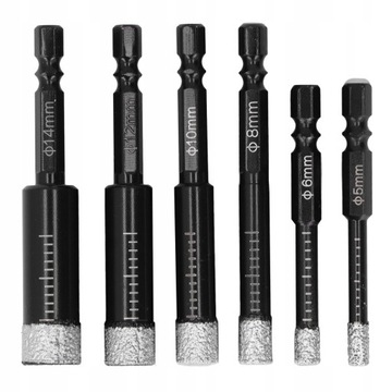 ZESTAW WIERTEŁ DIAMENTOWYCH KORONKI 5-14MM 6SZT