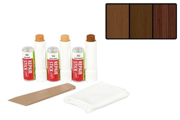 QUICKFIX zestaw naprawczy do rys CIEMNE DREWNO wosk kredka do naprawy mebli