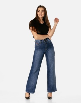 Szwedy Szerokie Spodnie Damskie Flare Jeans J89 34