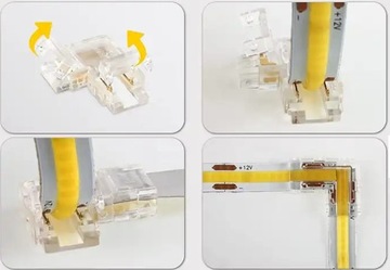 Угловой разъем для светодиодных лент COB 10 мм, угловой разъем 90°, зажим для быстрой установки