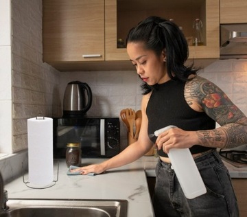 STOJAK KUCHENNY NA RĘCZNIK PAPIEROWY RĘCZNIKI UCHWYT LOFT CZARNY METALOWY