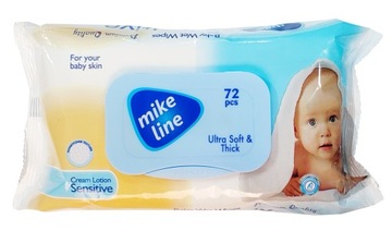 MIKE LINE CHUSTECZKI NAWILŻANE NIEBIESKIE 72szt