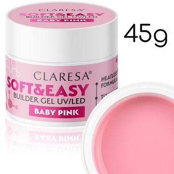 CLARESA SOFT&EASY ГЕЛЬ ДЛЯ НАРАЩИВАНИЯ НОГТЕЙ УФ/LED ГЕЛЬ ДЛЯ НАРАЩИВАНИЯ 45г BABY PIN