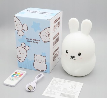 Ночной светильник SOFT RABBIT для детей, красочный СИЛИКОНОВЫЙ RGB светодиодный пульт дистанционного управления