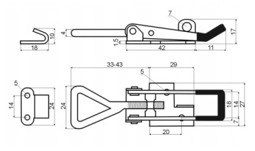 Зажимной замок, регулируемая застежка с ручкой