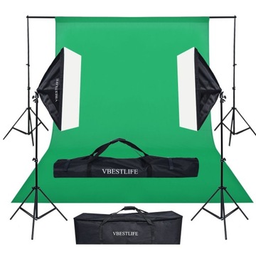 2x СОФТБОКС 50x70 E27 12x45W ФОНОВЫЕ ПОДСТАВКИ 1,6x3м