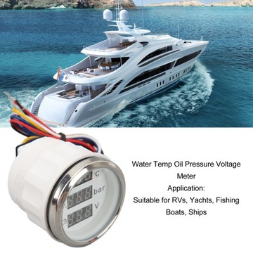 Температура воды, давление масла, вольтметр, 52 мм, 3 в 1, цифровой дисплей, мет.