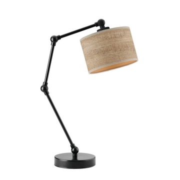 LAMPA STOŁOWA CZARNA DREWNIANY KLOSZ ILIANA ECO