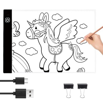 DESKA KREŚLARSKA LED USB PRZENOŚNA DO RYSOWANIA A4 3 POZIOMY JASNOŚCI