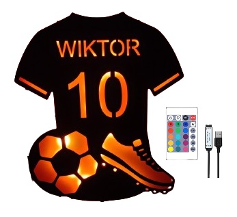 3D LED Night Lamp Футбольная футболка с именем, лазурным изображением, ПОДАРОК