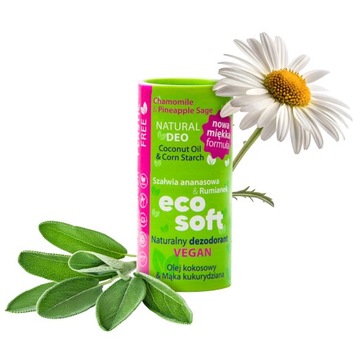 Dezodorant bez aluminium ECOSOFT 100% naturalny skład - Szałwia i Rumian