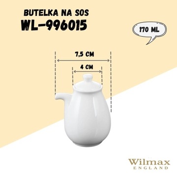 Butelka na sos sojowy 10x7,5 cm, 170 ml WILMAX z białej porcelany