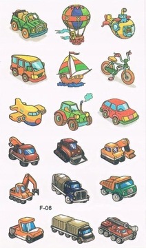 TATUAŻ DLA DZIECI TYMCZASOWY SAMOCHODY POJAZDY