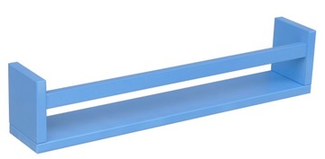 PÓŁKA ŚCIENNA DREWNIANA Z OGRANICZNIKIEM NIEBIESKA
