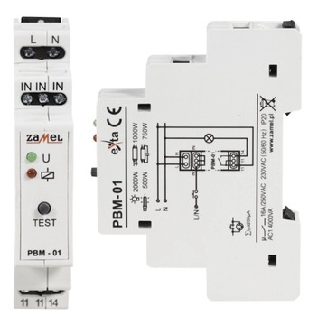 ZAMEL Przekaźnik Bistabilny 16A 230V Funkcja TEST PBM-01 na szynę TH35